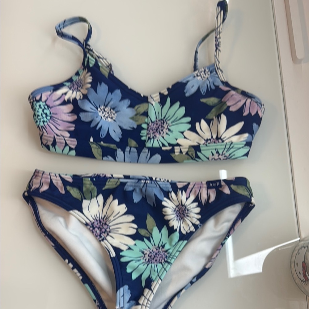 Floral Bikini Set in Blue and Pastel